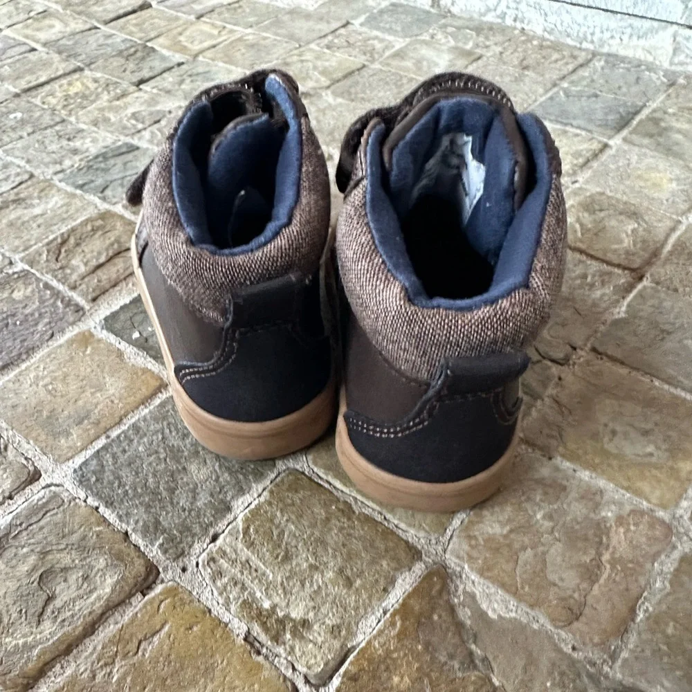 Brown Kids Shoes with Velcro Straps